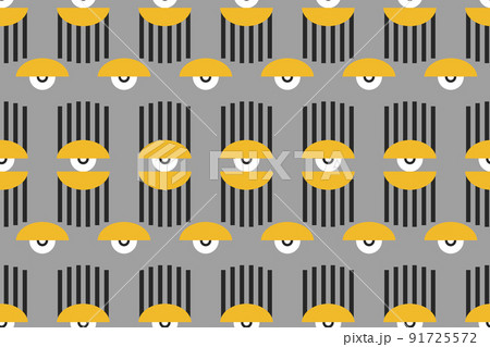 Bauhaus eye seamless pattern. Minimal geometric design of the 20s. Abstract vector template with elements of primitive forms. Bauhaus eye seamless pattern. Minimal geometric design of the 20s. Abstract vector template with elements of primitive forms. 91725572