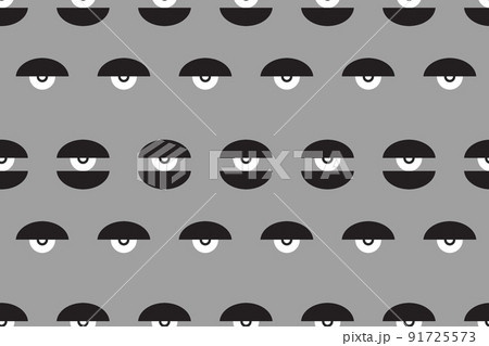 Bauhaus eye seamless pattern. Minimal geometric design of the 20s. Abstract vector template with elements of primitive forms. Bauhaus eye seamless pattern. Minimal geometric design of the 20s. Abstract vector template with elements of primitive forms. 91725573