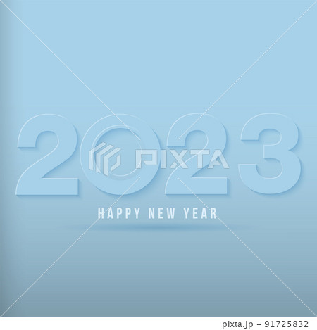 Happy New Year 2023 text design. for Brochure design template, card, banner. Vector illustration. Isolated on light blue background. Happy New Year 2023 text design. for Brochure design template, card, banner. Vector illustration. Isolated on light blue background. 91725832