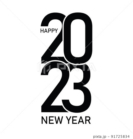 Happy New Year 2023 text design. for Brochure design template, card, banner. Vector illustration. Isolated on white background. 91725834