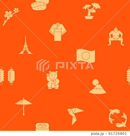 Red Japan seamless pattern in flat style Red Japan seamless pattern in flat style 91726801