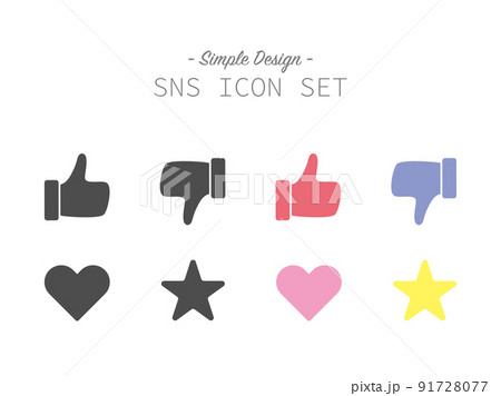 シンプルでおしゃれなSNSアイコンイラストセット シンプルでおしゃれなSNSアイコンイラストセット 91728077