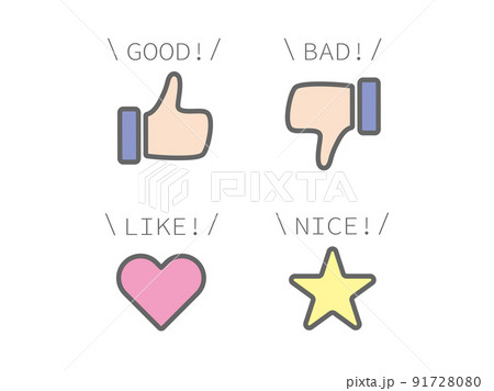 おしゃれなSNSボタンアイコンイラストセット 91728080