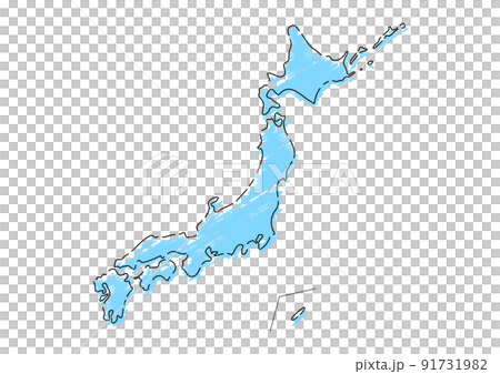 Rough hand-painted Japanese archipelago black main line light blue 91731982