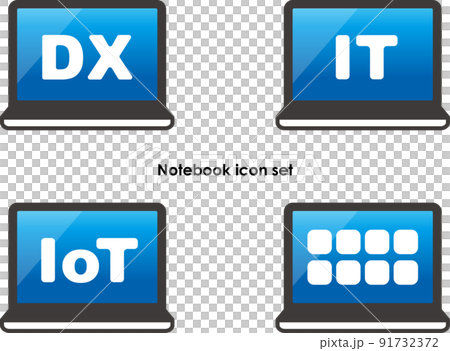 信息服務業務 DX 轉換筆記本電腦平板電腦屏幕圖標集 91732372