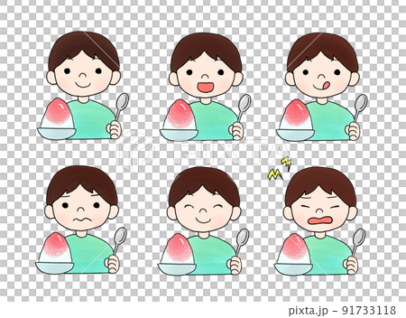 かき氷を食べる男の子のイラスト 91733118