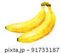 熟したバナナ　水彩手描きイラスト 91733187