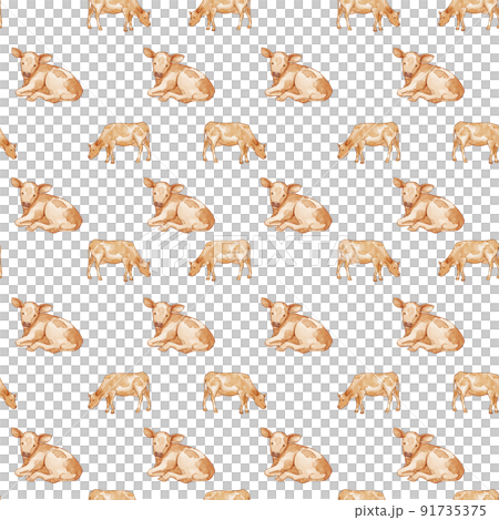 European folk farm life watercolor pattern seamless European folk farm life watercolor pattern seamless 91735375