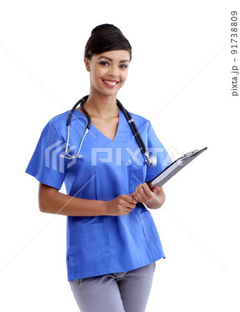 Keeping you healthy is my top priority. Studio shot of a young medical professional isolated on white. 91738809