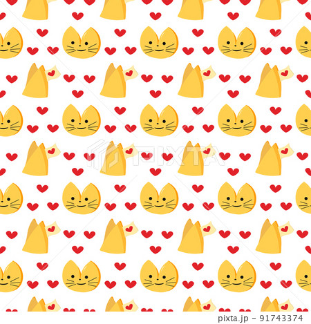 Pattern with stylized cats cookies. Chinese fortune cookies on a white background. Vector illustration. For use in decor, flyers, leaflets and brochures, fabric and wrapping paper. 91743374