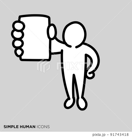 シンプルな人間のアイコンシリーズ　「証明書を見せる人」 91743418
