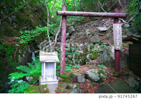 後山の女人結界門と祠と参道1　岡山県美作市 91745267