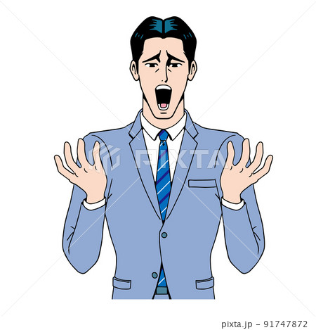 アメコミタッチの困っている日本人のビジネスマン アメコミタッチの困っている日本人のビジネスマン 91747872