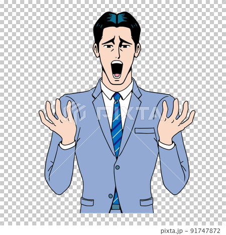 アメコミタッチの困っている日本人のビジネスマン アメコミタッチの困っている日本人のビジネスマン 91747872