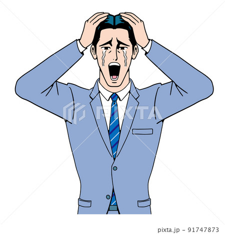 アメコミタッチの困っている日本人のビジネスマン アメコミタッチの困っている日本人のビジネスマン 91747873