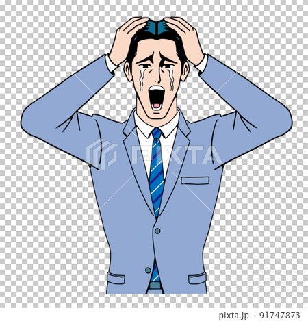 アメコミタッチの困っている日本人のビジネスマン アメコミタッチの困っている日本人のビジネスマン 91747873