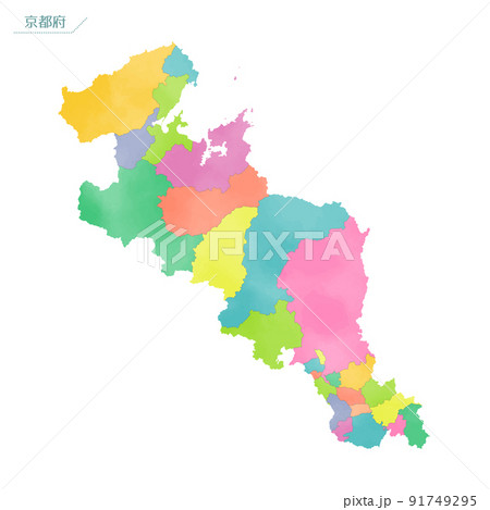 水彩風の地図　京都府 91749295