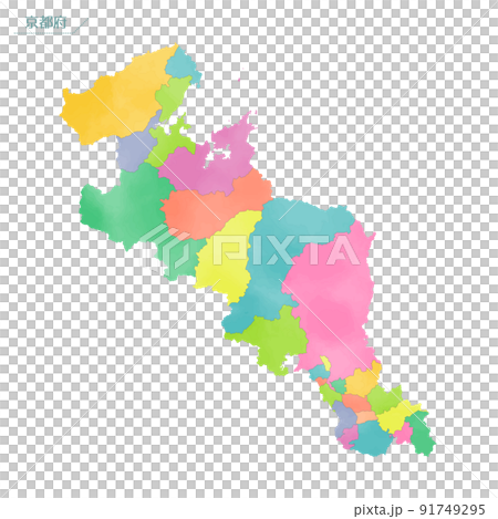 水彩風の地図　京都府 91749295