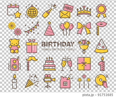 Birthday colorful icon set Birthday colorful icon set 91751685