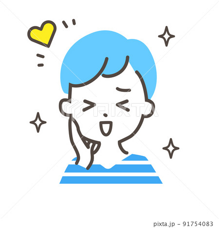 顔に手を当てて喜ぶ人 顔に手を当てて喜ぶ人 91754083