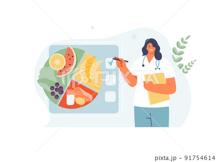 Woman doctor nutritionist with a plate of healthy food Woman doctor nutritionist with a plate of healthy food 91754614