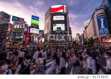 《東京都》渋谷駅前・スクランブル交差点 91754955