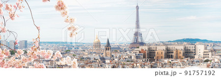 skyline of Paris with eiffel tower 91757192