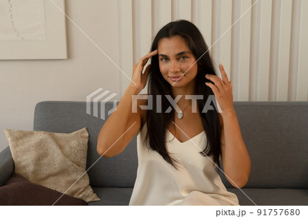 peacful woman portrait peacful woman portrait 91757680