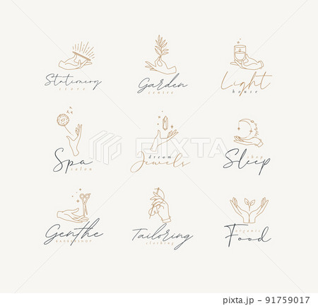 Hands with symbols modern line templates Hands with symbols modern line templates 91759017