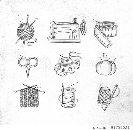 Sewing icons white 91759021