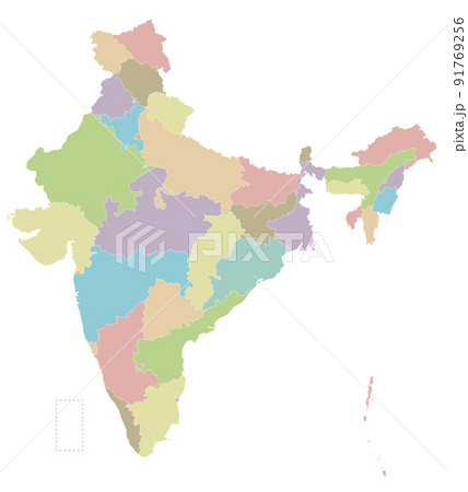 Vector blank map of India with states and territories and administrative divisions. Editable and clearly labeled layers. Vector blank map of India with states and territories and administrative divisions. Editable and clearly labeled layers. 91769256