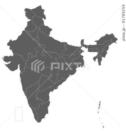 Vector blank map of India with states and territories and administrative divisions. Editable and clearly labeled layers. Vector blank map of India with states and territories and administrative divisions. Editable and clearly labeled layers. 91769259