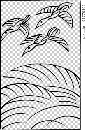 花札の筆書きイラスト 葉月 芒 雁 8月 芒に雁 花札の筆書きイラスト 葉月 芒 雁 8月 芒に雁 91770502