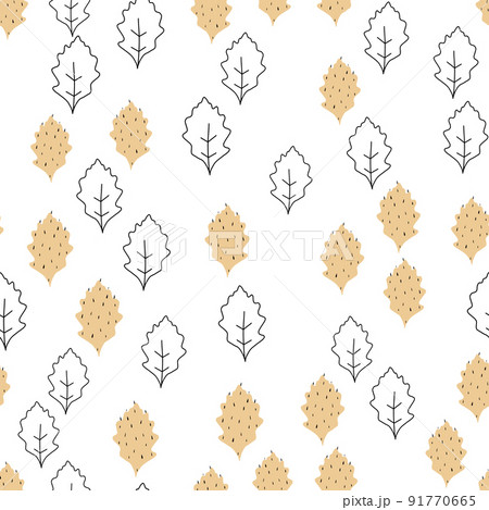Fall leaf vector illustration. Seamless pattern. Hand drawn colorful design 91770665
