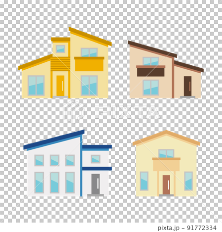 Illustration variations of single-family homes and homes 91772334