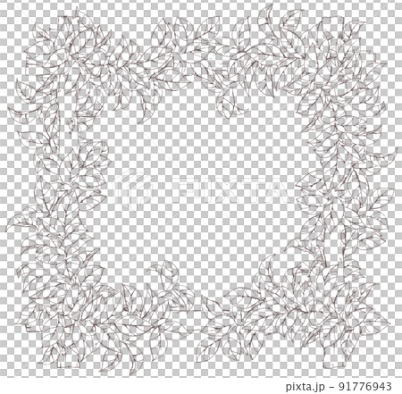 Tree and leaf frame line drawing - Stock Illustration [91776943] - PIXTA