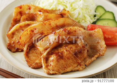 豚ロース肉を使った生姜焼き 91777100