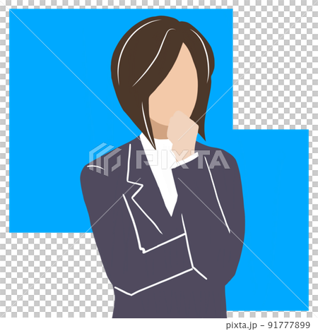 Woman in a pondering suit (with background) Woman in a pondering suit (with background) 91777899