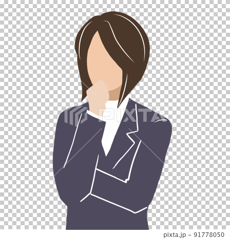 Woman in a pondering suit 91778050