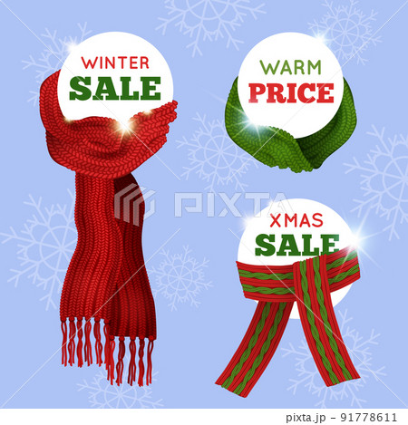 Knitted Scarf Sale Card Knitted Scarf Sale Card 91778611