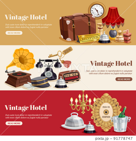 Vintage Hotel Horizontal Banner Set 91778747