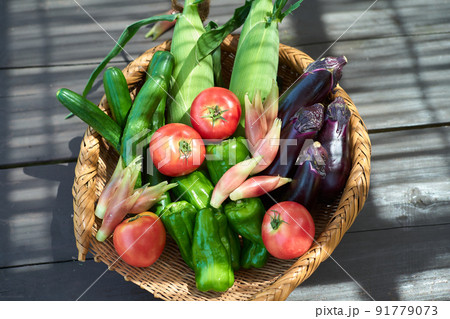 ざるに盛られた野菜 ざるに盛られた野菜 91779073