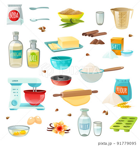 Baking Ingredients Colored Icons Baking Ingredients Colored Icons 91779095