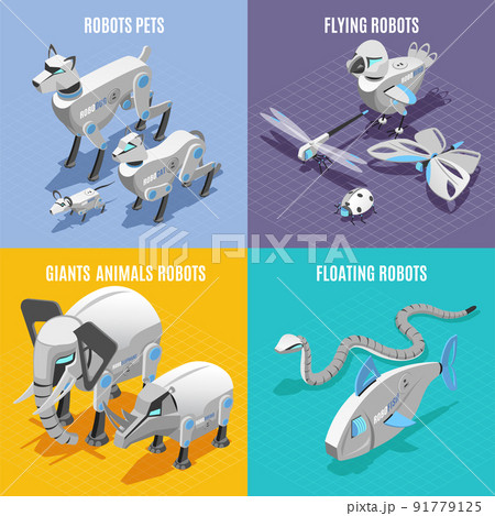 Animals Robots Isometric Concept 91779125