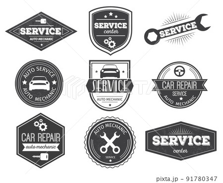Auto Service Black White Emblems 91780347