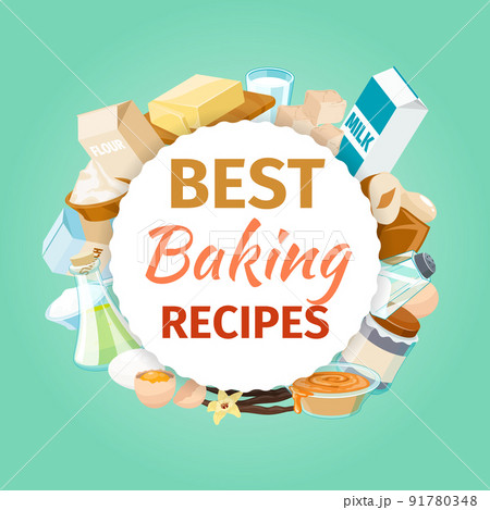 Baking vector background with food ingredients 91780348