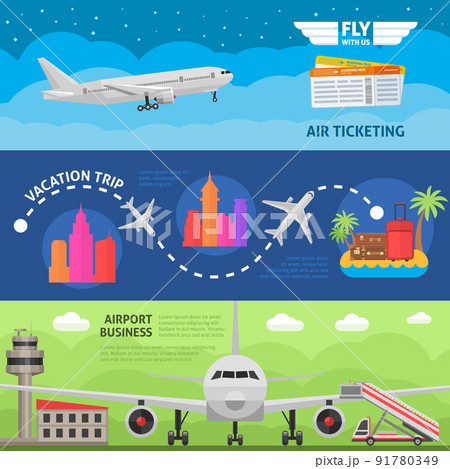 Air Travel Horizontal Banners Set Air Travel Horizontal Banners Set 91780349