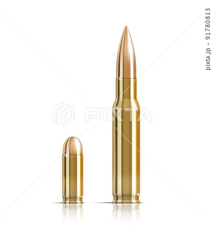 Ammunition bullets on white 91780813