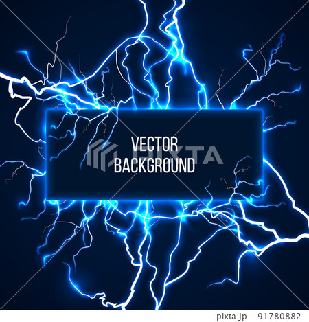 Vector banner with lightnings and discharge current Vector banner with lightnings and discharge current 91780882