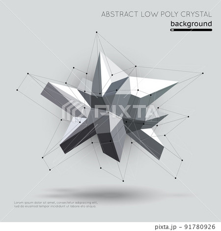 Abstract low poly crystal with connection structure on white background 91780926